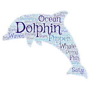 Dolphin word cloud art