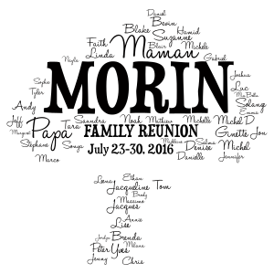 Morin Family Tree - script writing word cloud art