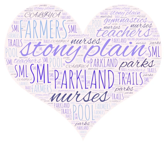 Stony plain word cloud art