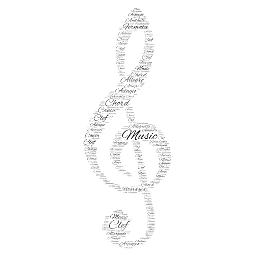 Music word cloud art