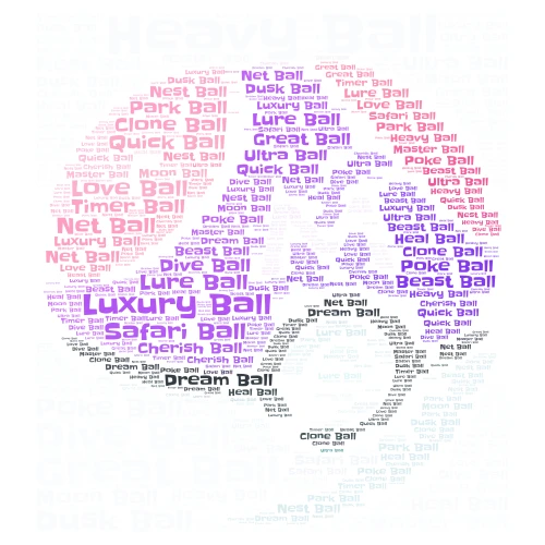 Pokeballs word cloud art