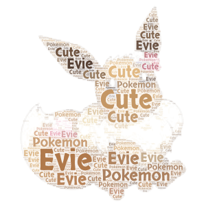 Evie pokemon word cloud art