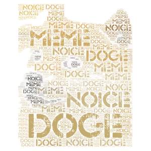 Doge word cloud art