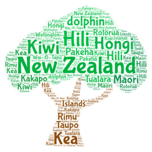 New Zealand 2 word cloud art