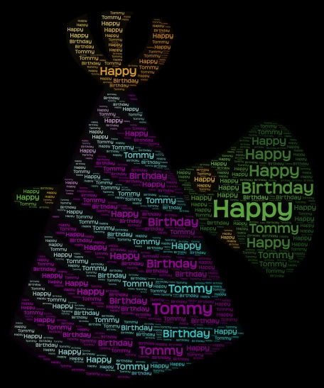 Tommy B-Day word cloud art