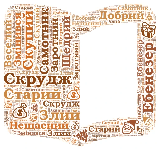Головний герой "Різдвяної пісні" word cloud art