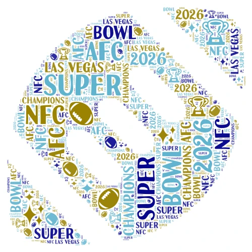 Super Bowl 2026 word cloud art