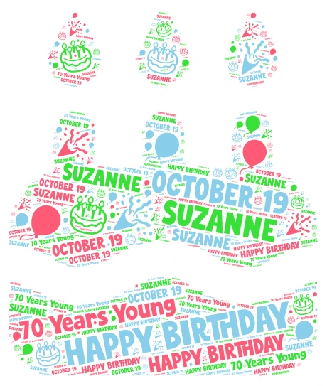Happy Birthday Suzanne word cloud art
