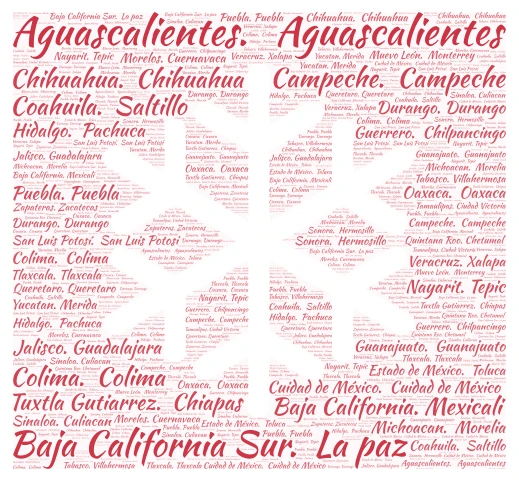 Estados y capitales word cloud art