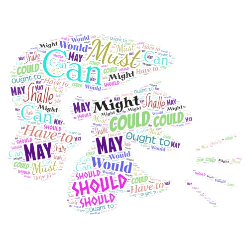 Modal Verbs word cloud art