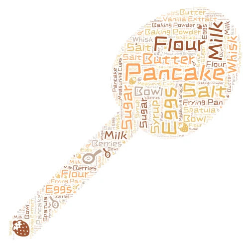 Pancake Ingredients and Tools word cloud art