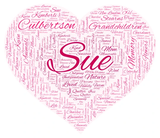 Susan Culbertson 1940-2025 word cloud art