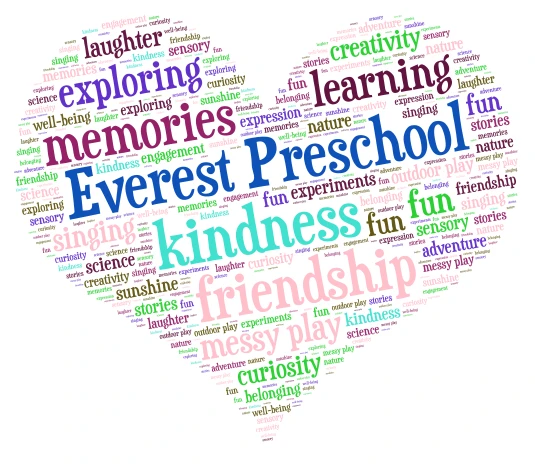 Everest Preschool word cloud art