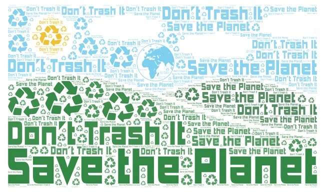 Save the planet don’t trash it word cloud art