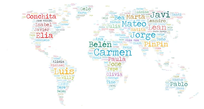 Store Niños 2025 mapa mundi colores se repiten algunos word cloud art