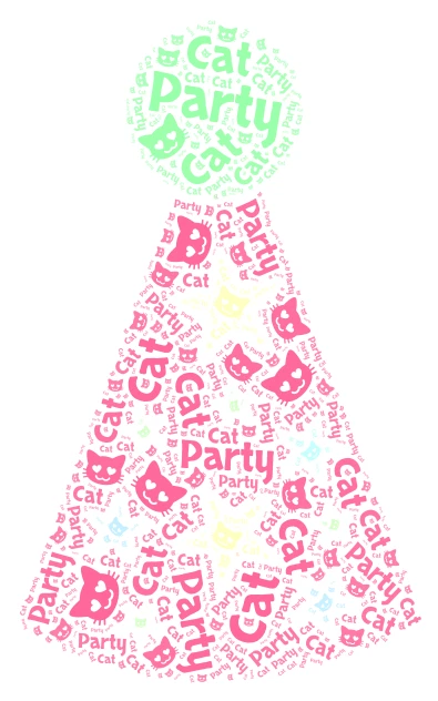 party cat! word cloud art