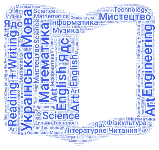 Ukrainian School Subjects word cloud art
