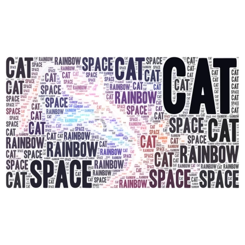 Rainbow cat word cloud art