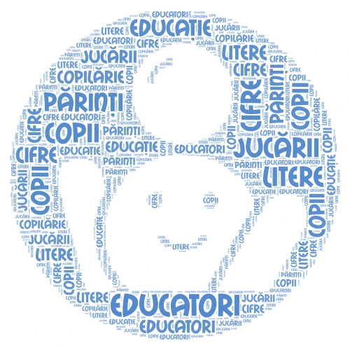 educatori copii jucării părinți educație litere cifre copilărie word cloud art