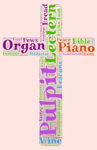 Church word cloud art