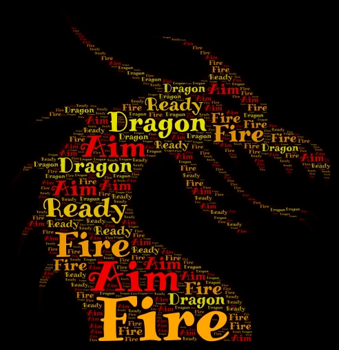 Ready, Aim, Fire! word cloud art