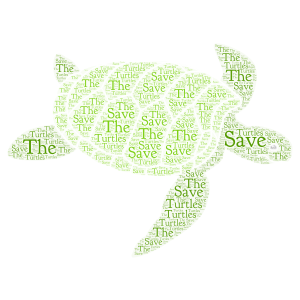 Save the Turtles! word cloud art