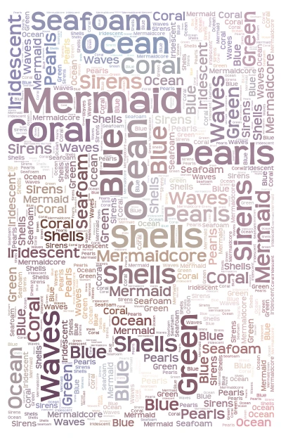 Mermaidcore word cloud art
