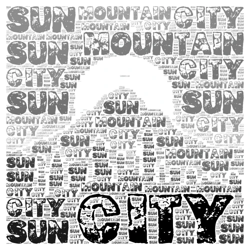Mountain City Scape word cloud art