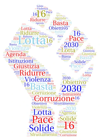 Obiettivo 16 Agenda 2030 word cloud art