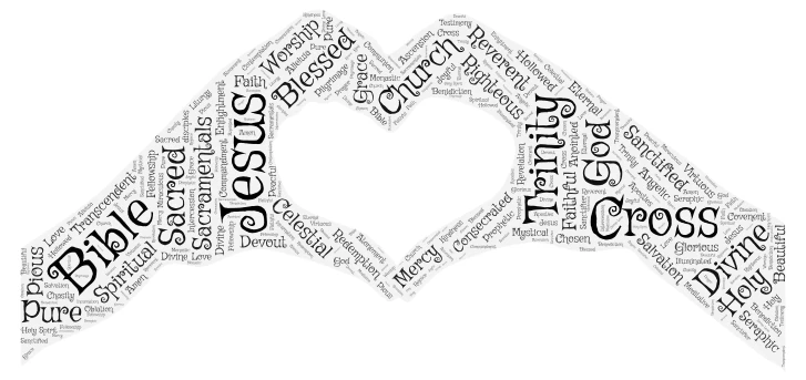 Religion work word cloud art
