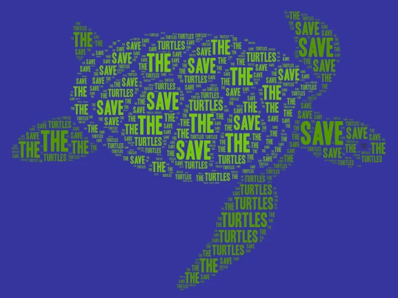 Save The Turtles word cloud art