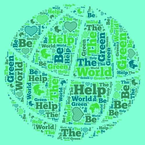 Help The World Be Green word cloud art