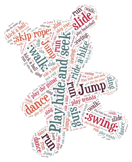 Action verbs word cloud art