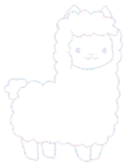 Llama word cloud art