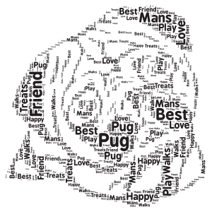 pug word cloud art