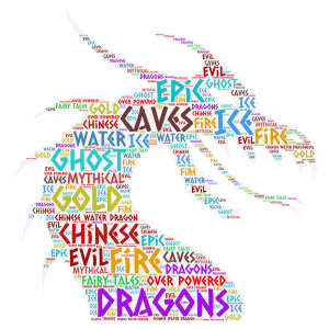 Dragons word cloud art