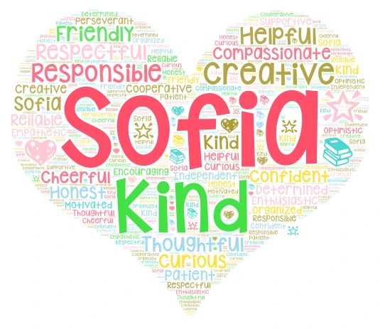 Sofia's 4th Grade Journey word cloud art
