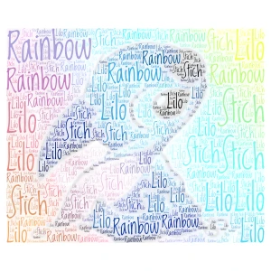 Cute Rainbow Stitch! word cloud art