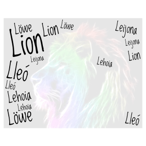 Lion word cloud art