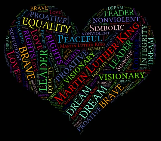 Describing Martin Luther King word cloud art