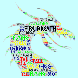 Colorful Dragon word cloud art