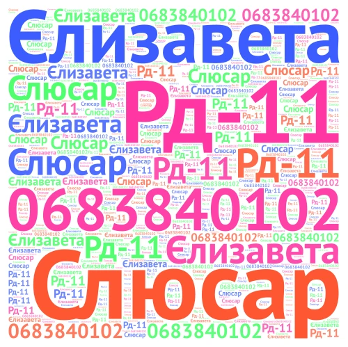 Слюсар Єлизавета word cloud art