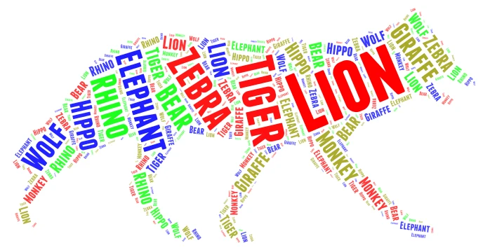 Wild Animals word cloud art