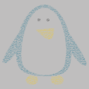 penguin word cloud art