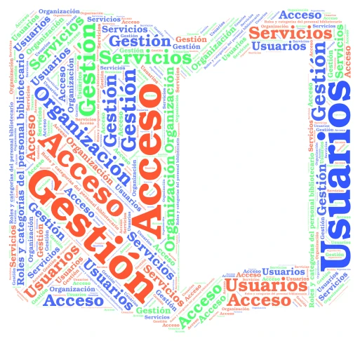 Roles y categorías del personal bibliotecario word cloud art