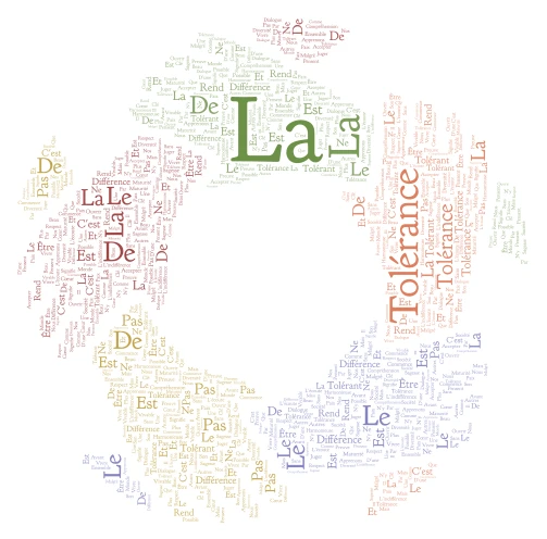 La Tolérance word cloud art