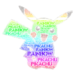 Rainbow Pikachu word cloud art