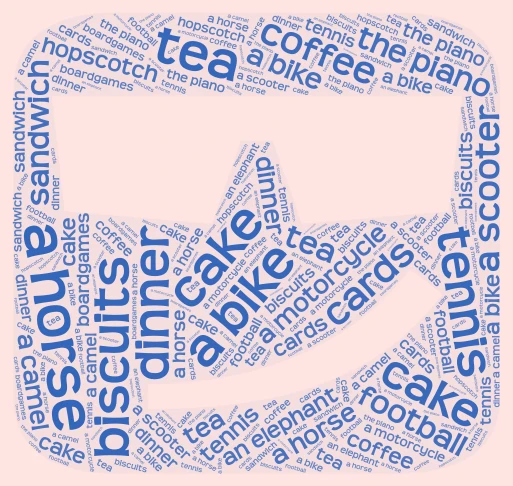 collocations with play,ride,make word cloud art