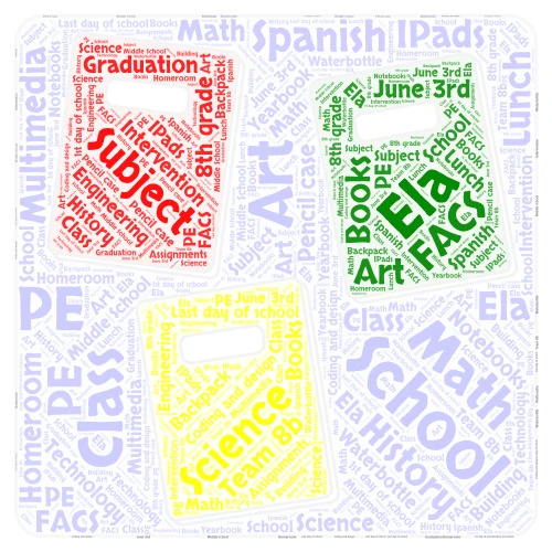 School Topics word cloud art