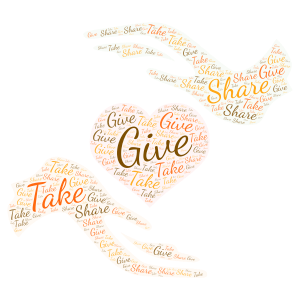 Give, Take, Share word cloud art